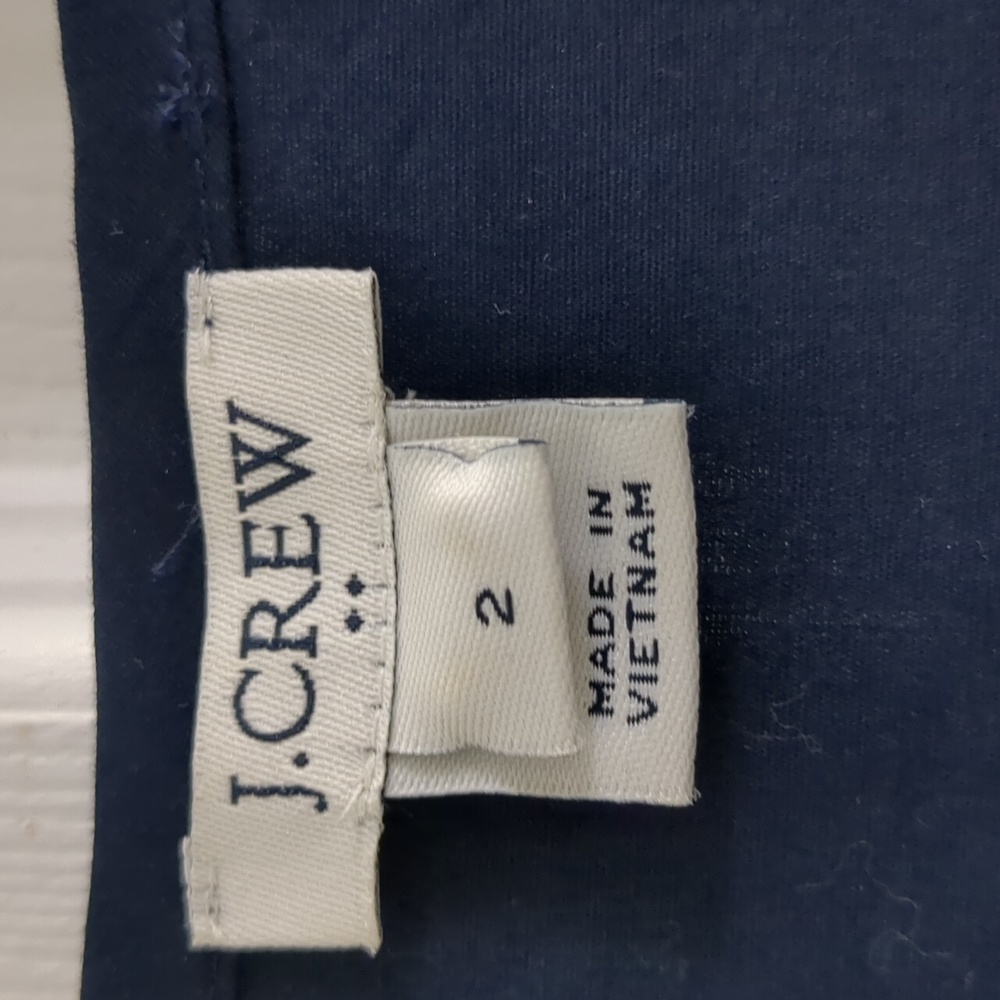 J. Crew Navy Ruffle Shell Sleeveless Blouse, Size 2 - Picture 3 of 4